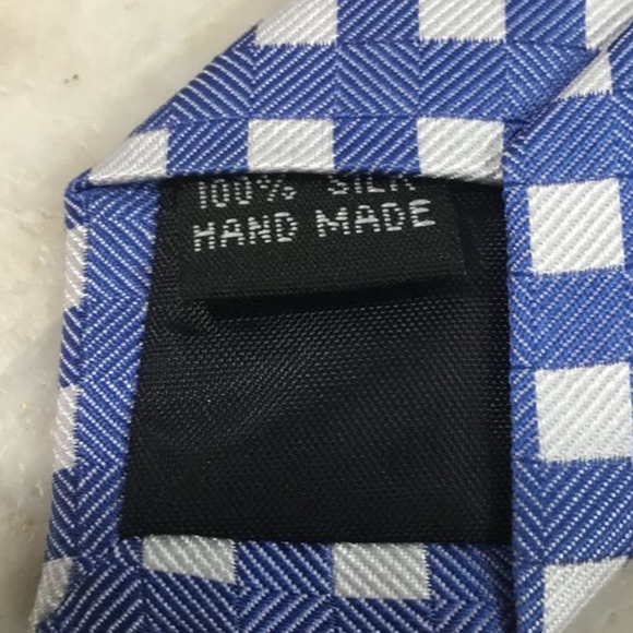 COMBATANT GENTLEMAN MEN'S NECKTIE, 100% SILK HANDMADE, Blue and Grey - Picture 4 of 4